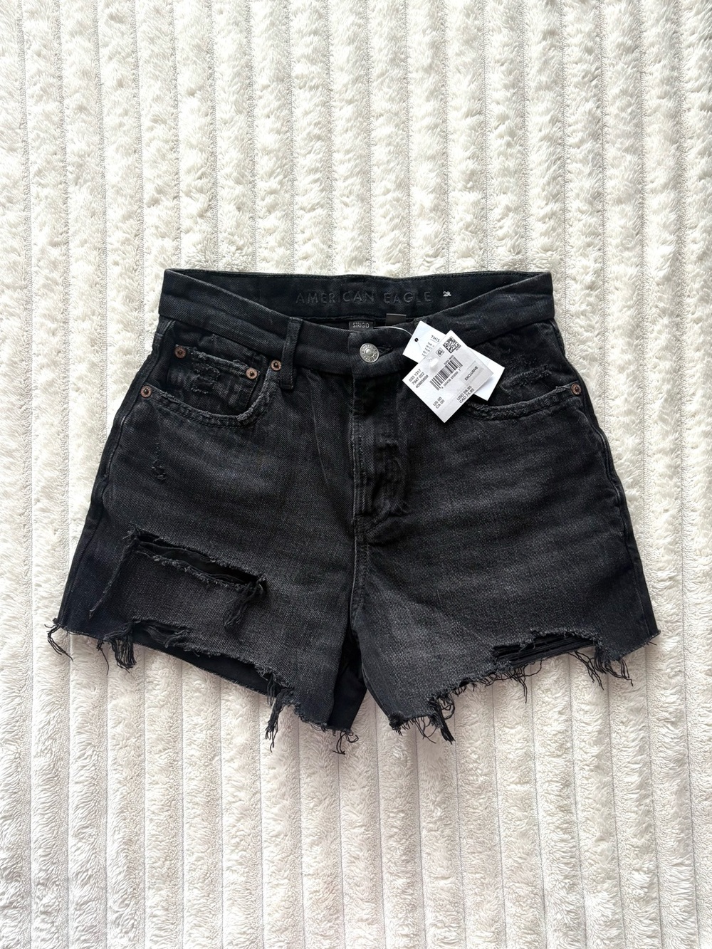 American Eagle Outfitters Black Distressed Cutoff Jean Shorts
